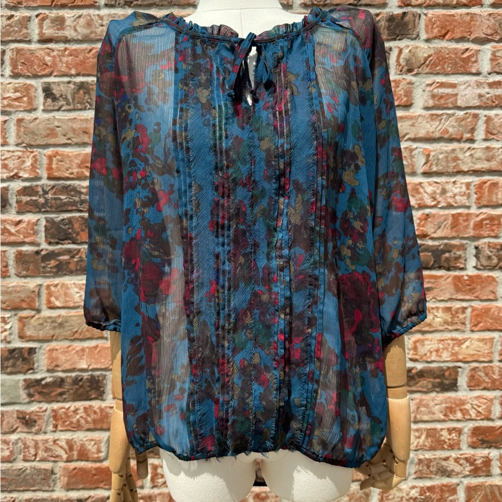 Express long sleeve sheer blue floral top / L / Excellent condition